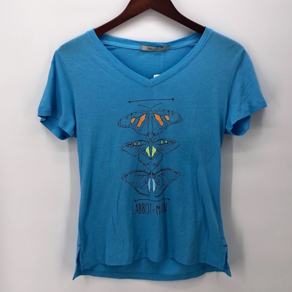Abbot + Main Atlas Blue Butterfly Shirt L